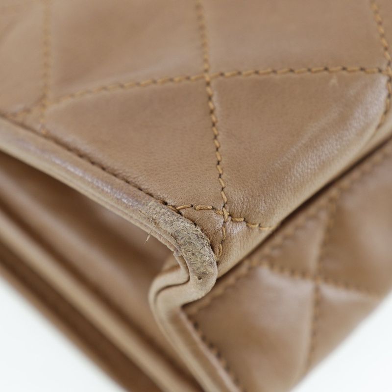 Chanel Matelasse Plastic Handle Vintage Lambskin Beige Women's Handbag