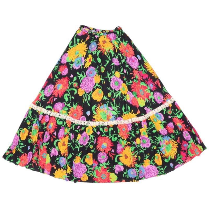Gucci Ken Scott Print Rayon Cotton Black Long Skirt 1113 Gucci
