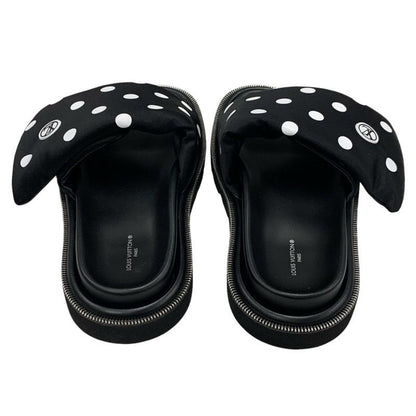 Louis Vuitton Pool Pillow Line Sandals Shoes Satin Black White Flat Sandals Dots