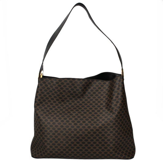 Celine Macadam One Shoulder Bag PVC Leather Women's Shoulder Bag Brown Excellent