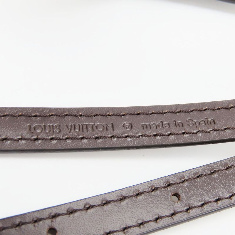Louis Vuitton Shoulder Strap Leather Brown Gold Hardware For Damier Accessories