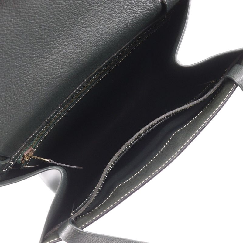 Hermes Lucy PM Box Calf Dark Green □B Ladies Handbag