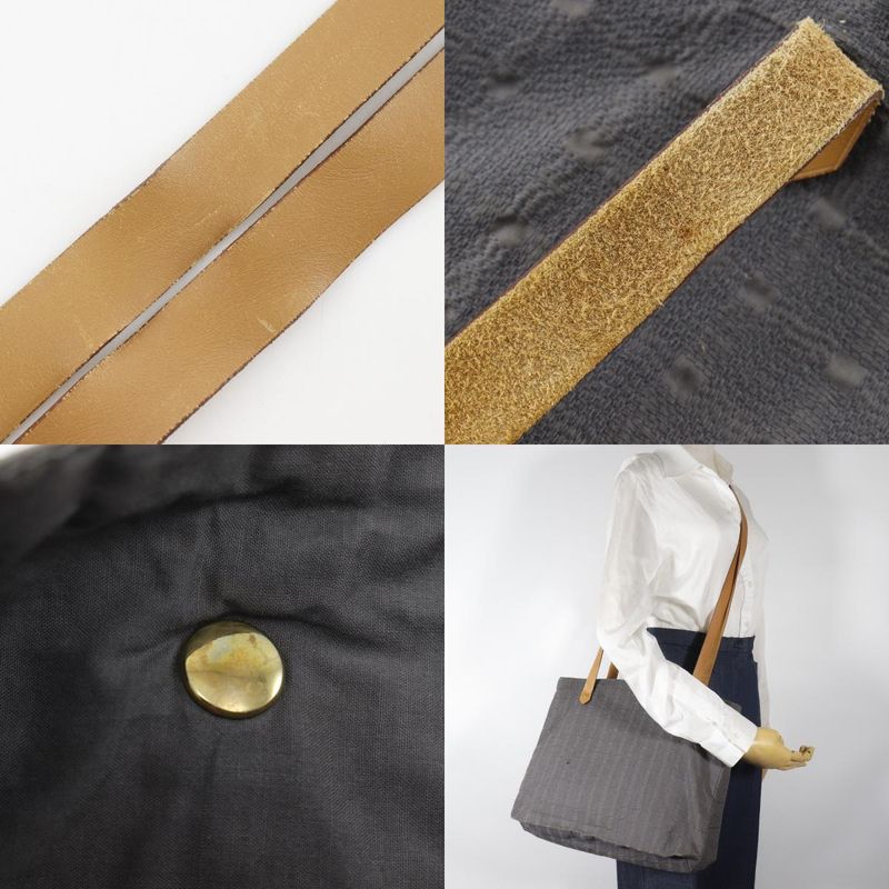 Hermes Amedava Cabas De Poche Long Shoulder Canvas Gray Women's Shoulder Bag