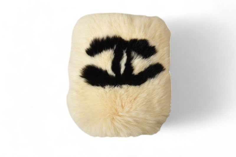 Chanel Bangle Lapin Rabbit Fur Chanel Coco Mark Fur Cufflinks Bracelet Wristband