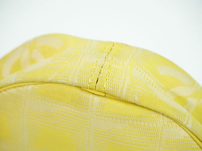 Authentic Chanel Coco Mark New Travel Line Pouch Small Pouch Nylon Yellow New