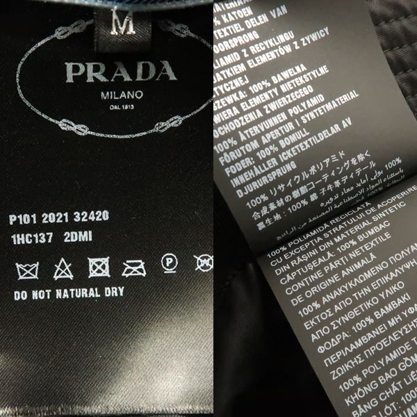 Prada Bucket Hat 1hc137 2DMI Bucket Hat Re-nylon Nylon M Size Triangle Plate