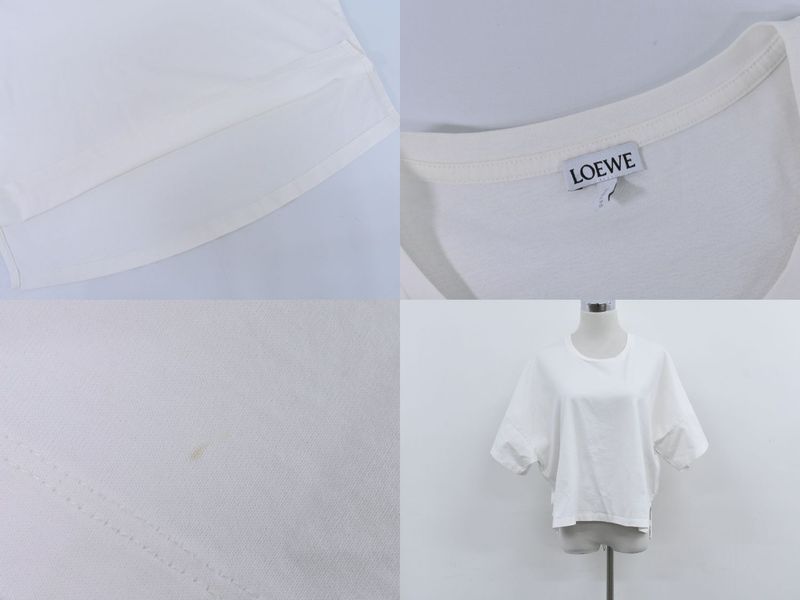 Authentic Loewe Anagram T-shirt Short Sleeve Tops S Cotton White Anagram