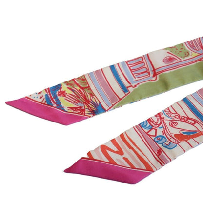 Hermes Tsuiri Reille Ludete Silk Pink Scarf