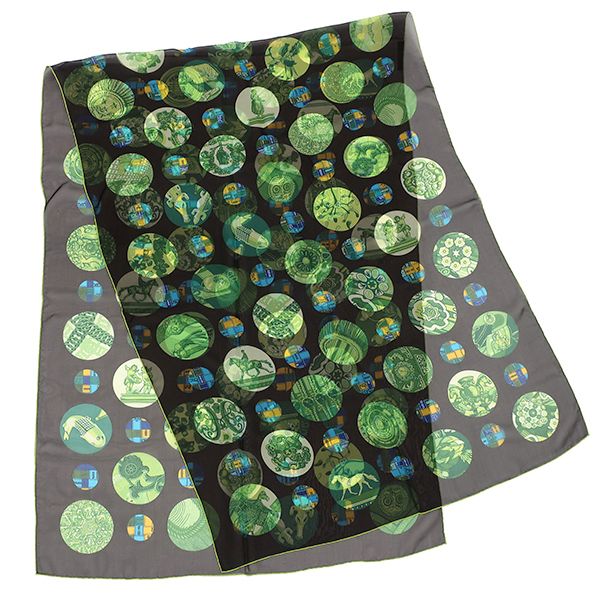 Hermes Shawl Rectangle Silk Brown and Green [box