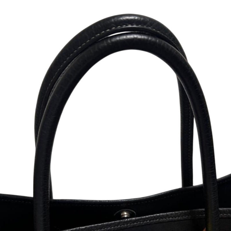 Hermes Garden Party 36 Negonda Toile Black Leather Tote Bag Shoulder Handbag