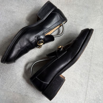 Gucci Horsebit Loafer Square Toe Black Gold Hardware Men's 41e 26cm (10.24in)