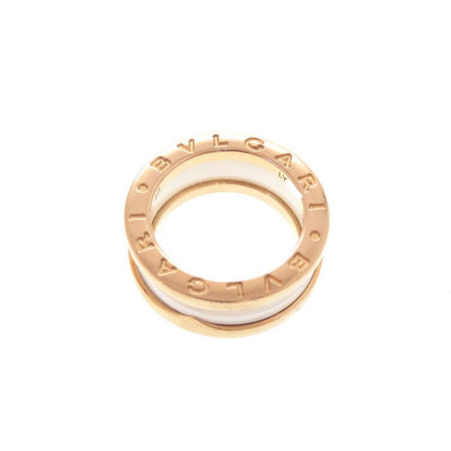 Bulgari B-zero1 18K Pink Gold 750pg White Ceramic #49 Ping Gold Ring Jewelry