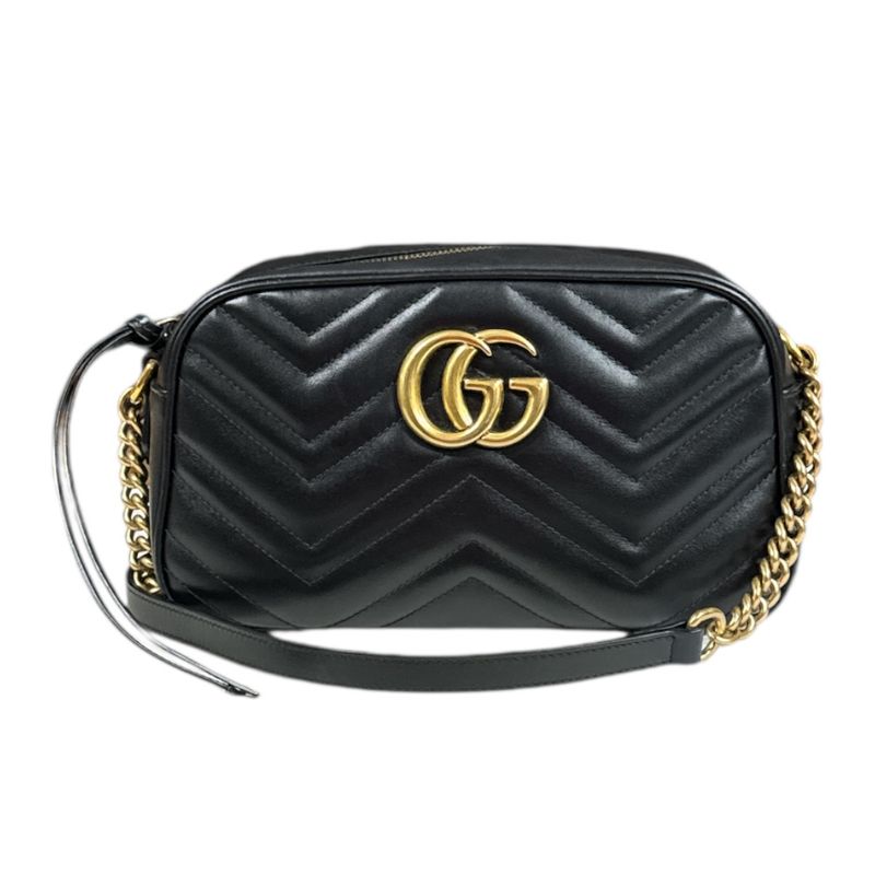 Gucci Quilted Small Shoulder GG Marmont Shoulder Bag Leather 447632 Black
