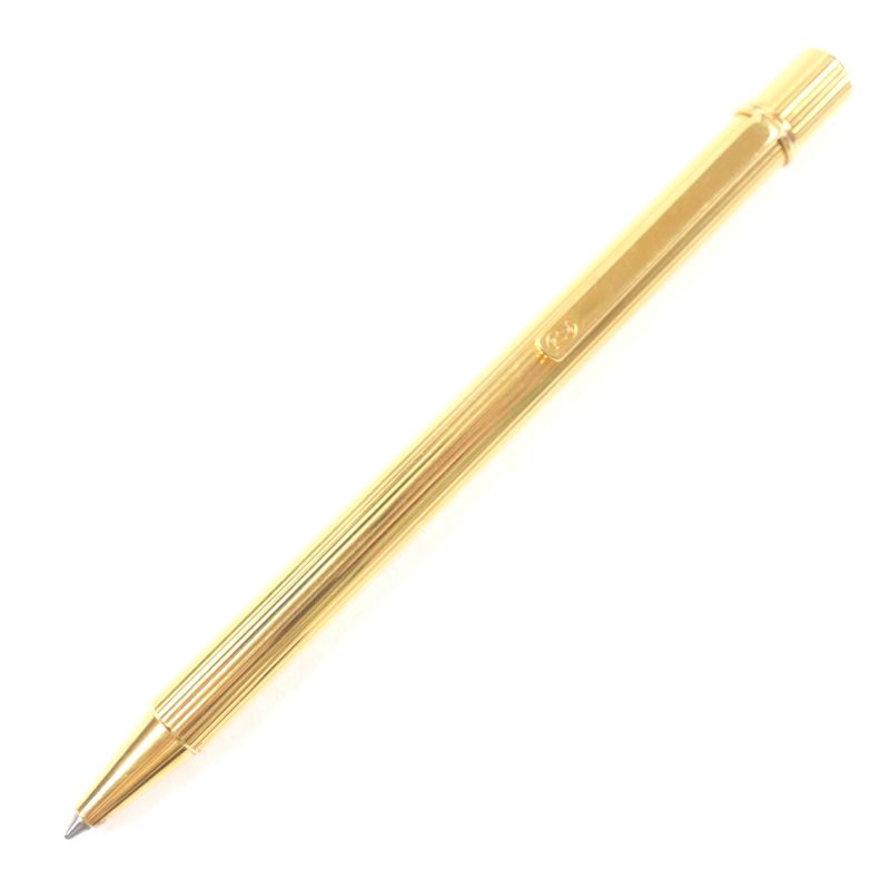  Cartier Must De Cartier Striped Twist Ballpoint Pen Gold Made In