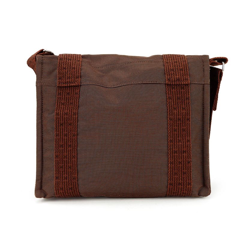 Hermes Shoulder Bag Bassas PM Her Line Canvas Brown Silver Hardware Casual