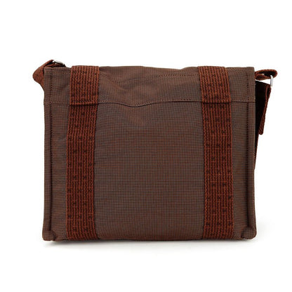 Hermes Shoulder Bag Bassas PM Her Line Canvas Brown Silver Hardware Casual