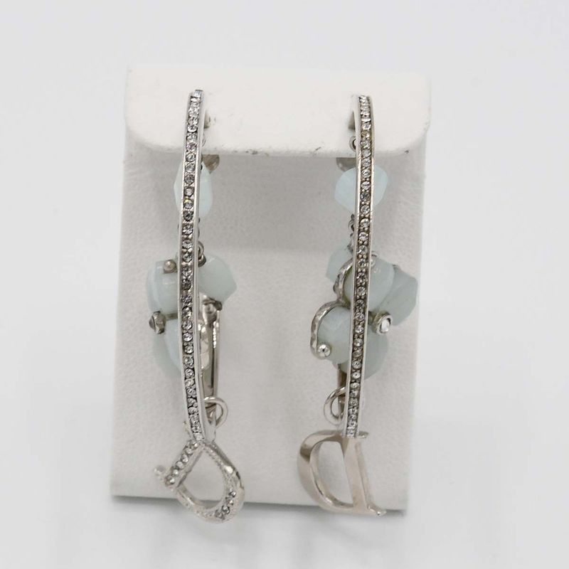 Christian DIOR Earrings Flower Rhinestone Approx 13.7g Accessories Box Bag H1789