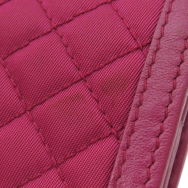 Prada Long Wallet Tessuto Quilted Wallet Nylon Ibisco Gold Hardware Red Fold