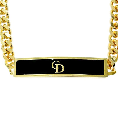 Christian Dior GP CD Logo Plate Bracelet Gold Black 346825 Bracelet