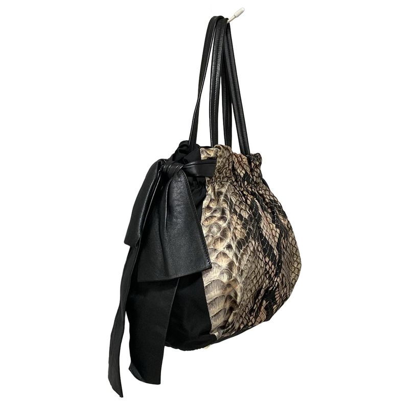 Prada Tote Bag - Bn1760 Black X Light Pink X Multi Leather Tag/ribbon Leather