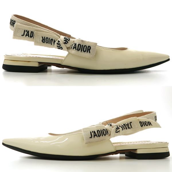 Christian Dior Ballet Flat Shoes S Ring Back Ribbon J'a Sandals Patent 34