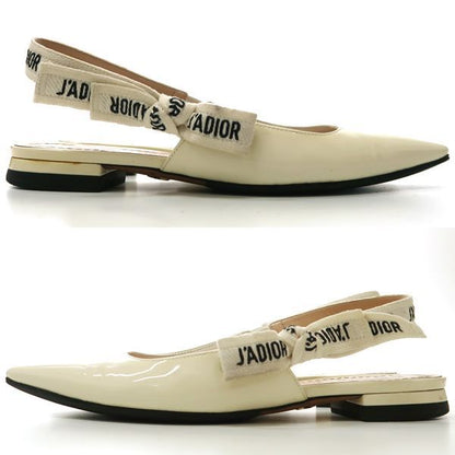Christian Dior Ballet Flat Shoes S Ring Back Ribbon J'a Sandals Patent 34