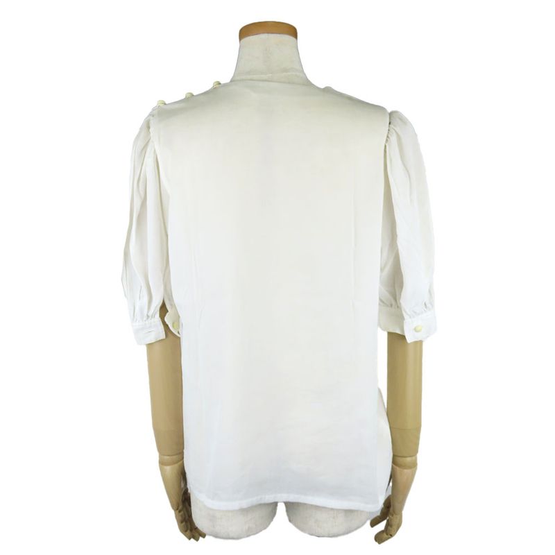 Christian Dior Blouse M White Puff Sleeve 5' Length Women Christian Dior