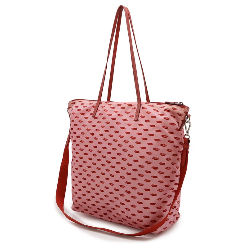 Prada Triangle Logo Lip Pattern Lip Tote Bag 2WAY Shoulder Bag Shoulder Nylon