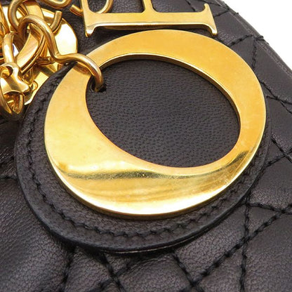 Christian Dior 2way Bag Lady Dior Medium Bag Lambskin Black Gold Hardware Black