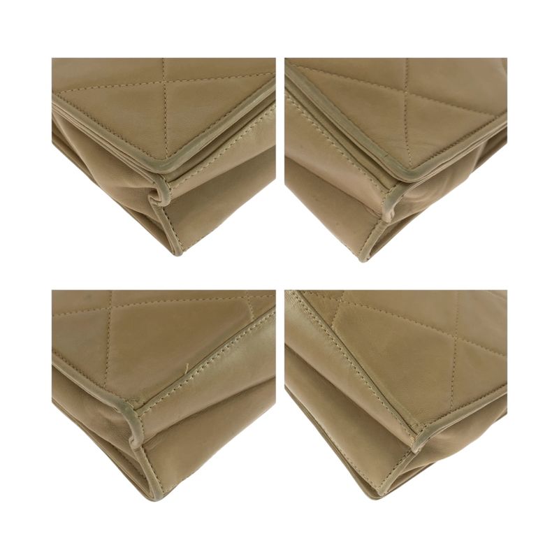 Chanel Vintage Matelasse Flap Coco Mark Beige Gold Hardware Lambskin Chain