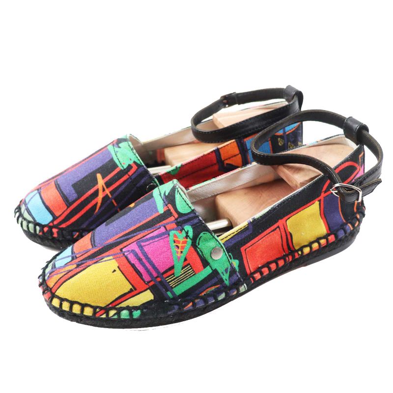 Hermes Leather With Serie Plate Ankle Strap Espadrilles/canvas Leather Slip-on