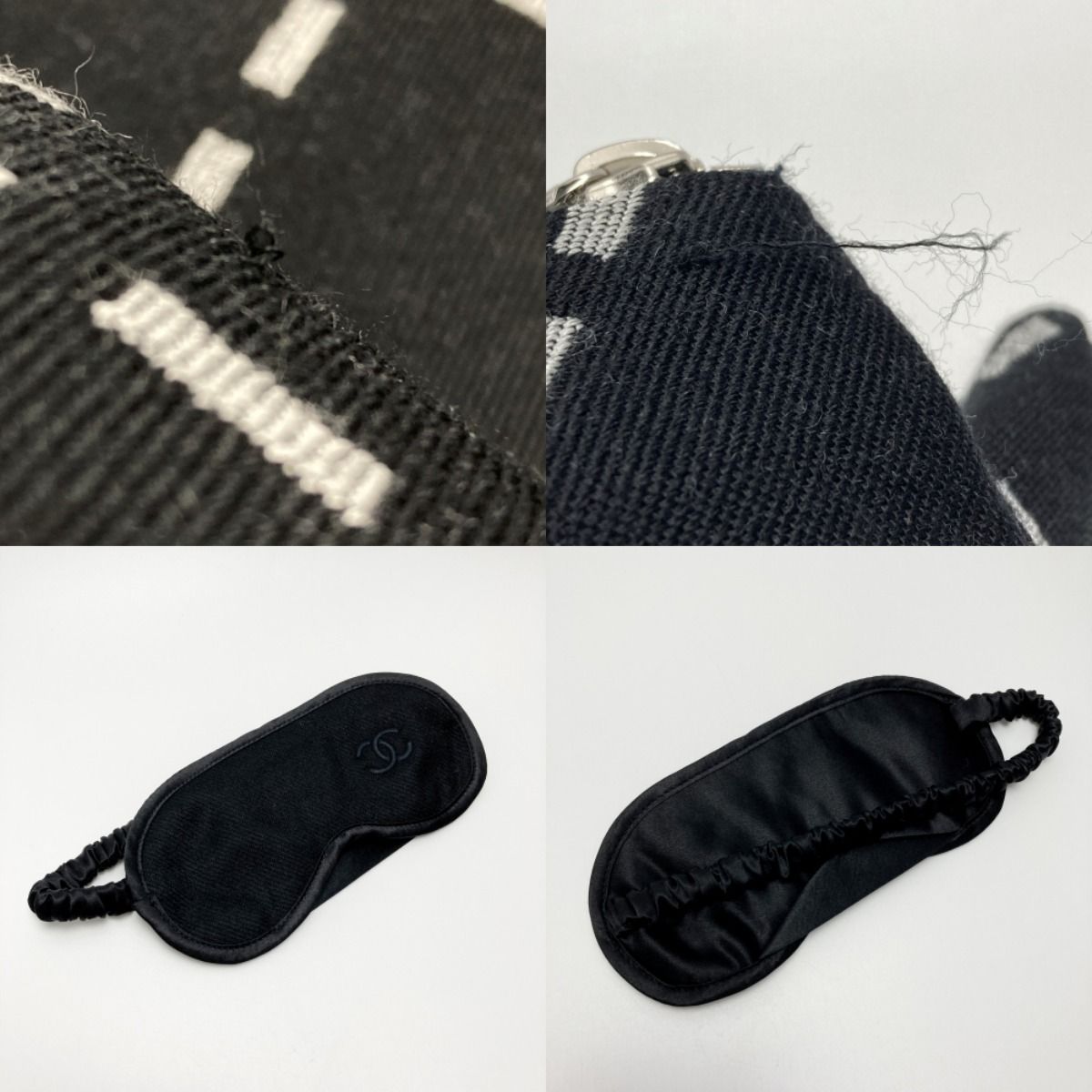 Chanel Cocomark Travel Set Blanket Eye Mask Black X Gray Wool/silk
