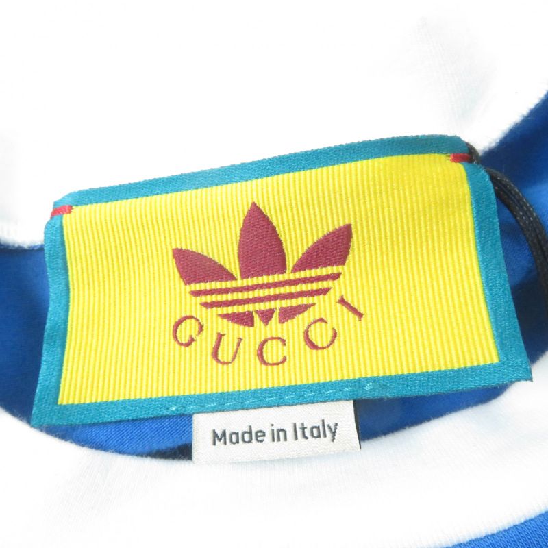 Gucci×adidas 691637 Cotton Trefoil Print Short Sleeve T-shirt Blue S Made In