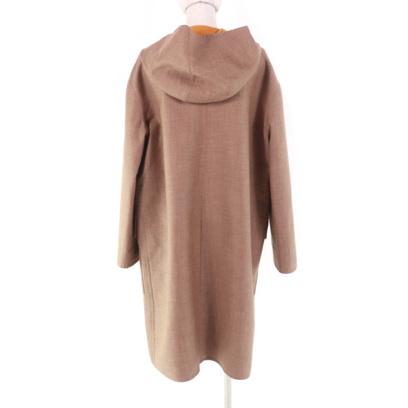 Hermes 2023 3e0105dc Cashmere Silk Blend Double Face Zip Up Hooded Coat Brown