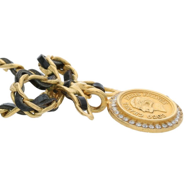 Chanel 96P Vintage Coin Ribbon Choker Necklace Women
