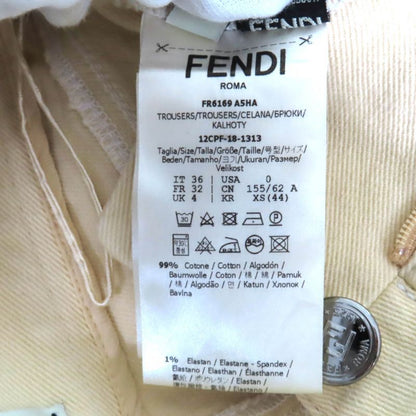 Fendi Fr6169 Logo Embroidered None Denim Pants Bottoms With Logo Buttons Beige