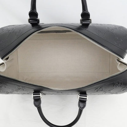 Gucci GG Embossed Boston Bag Black 725282 520981 Leather 2way Shoulder