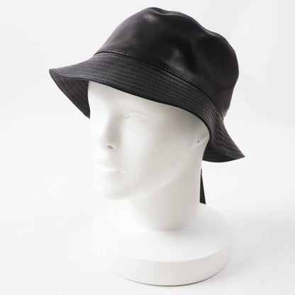 LOEWE Anagram Leather Lamb Leather Hat With Patches Hat Black Silver Hardware