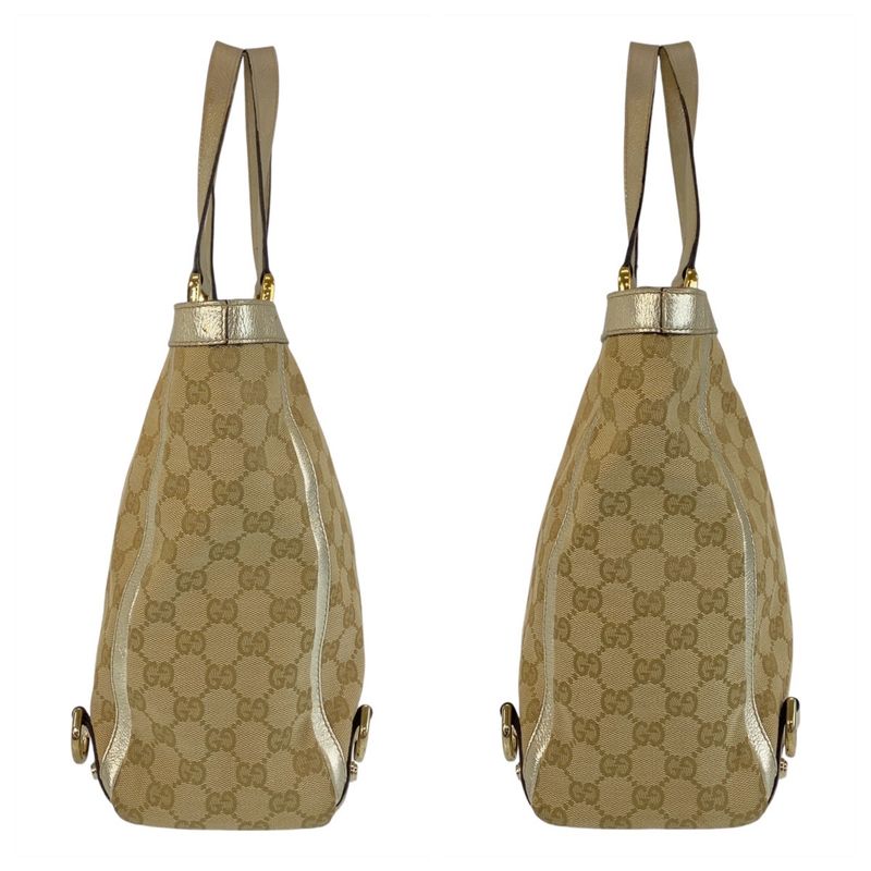 Gucci Abby Beige Gold Hardware GG Canvas/leather 141472 Tote Bag Shoulder Bag
