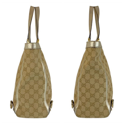 Gucci Abby Beige Gold Hardware GG Canvas/leather 141472 Tote Bag Shoulder Bag