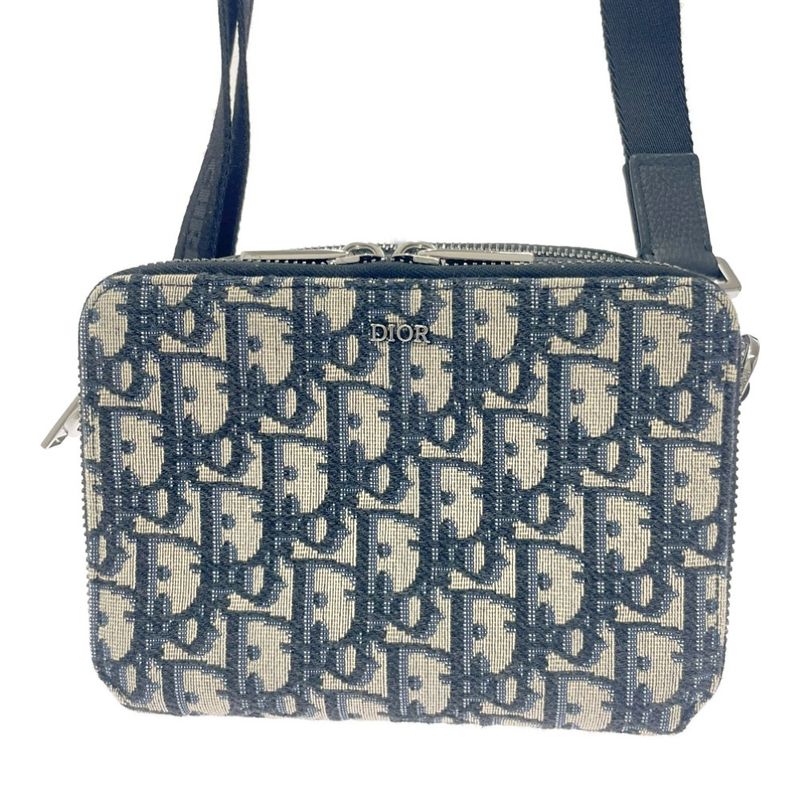 Dior 2obbc119yse Canvas Leather Oblique Strap Pouch Shoulder Bag 451657