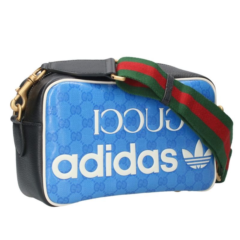 Gucci X Adidas 702427 Double Name Logo Leather Shoulder Bag Men's