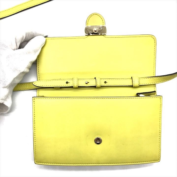 Gucci Interlocking 2-Way Shoulder Bag Wallet Lime Yellow Leather