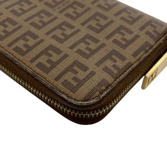 Fendi Round Zipper Long Wallet Brown Zucchino 8m0024