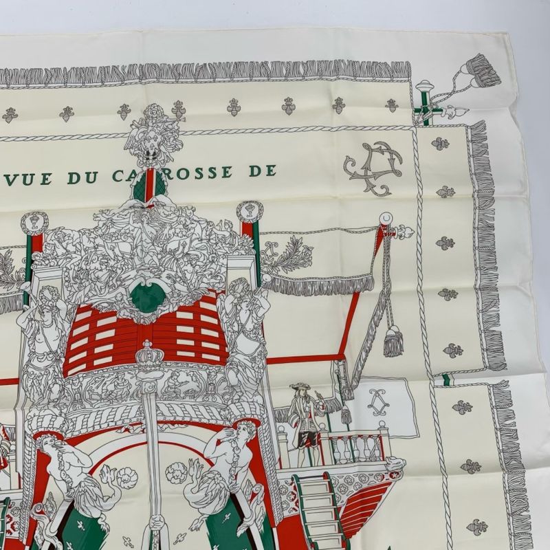 Hermes Carre 90 VUE DU Carrosse DE LA Galere LA Reale Queen's Coronation White