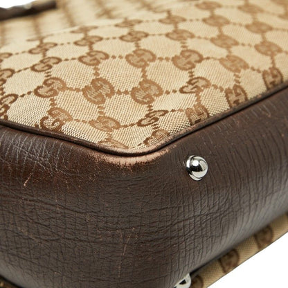 Gucci GG Canvas Bamboo Shoulder Bag Tote Bag 112530 Brown Canvas Leather Ladies