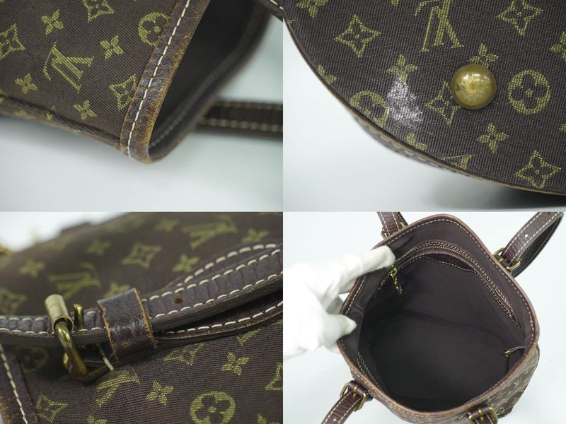 Authentic Louis Vuitton LV Bucket PM Monogram Mini Lin Shoulder Bag Tote Bag