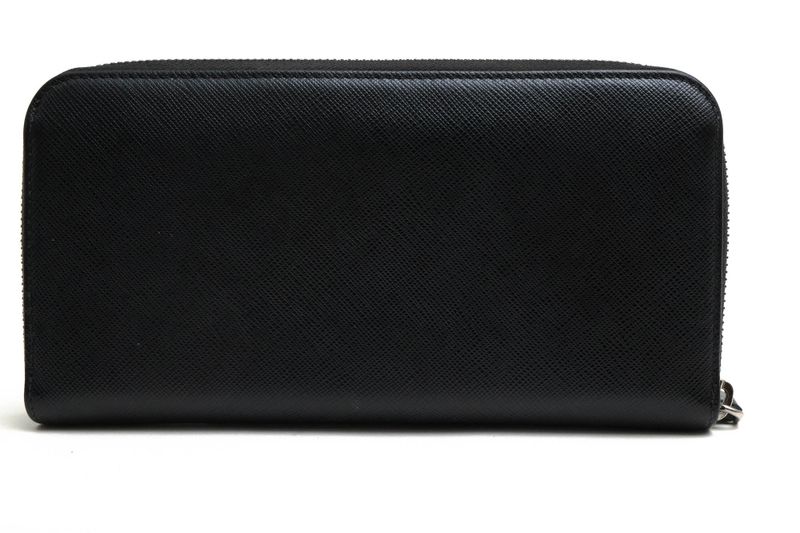Prada Long Wallet Ladies Women Leather Genuine Black 2ml317 Portafoglio Lampo