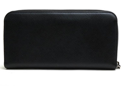 Prada Long Wallet Ladies Women Leather Genuine Black 2ml317 Portafoglio Lampo