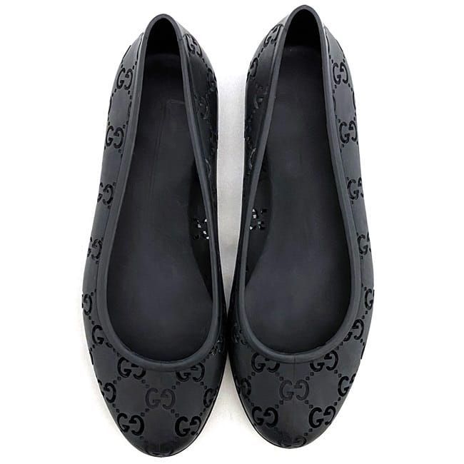 Gucci Flat Shoes Black Cima Excellent Condition 24.0cm (9.45in) Rubber Preowned